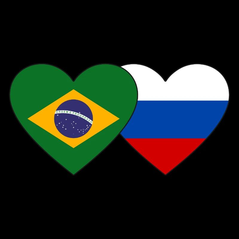 Brésil Russie Flag Coeur