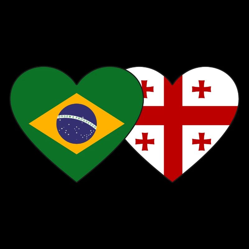Brésil Géorgie Drapeau Coeur