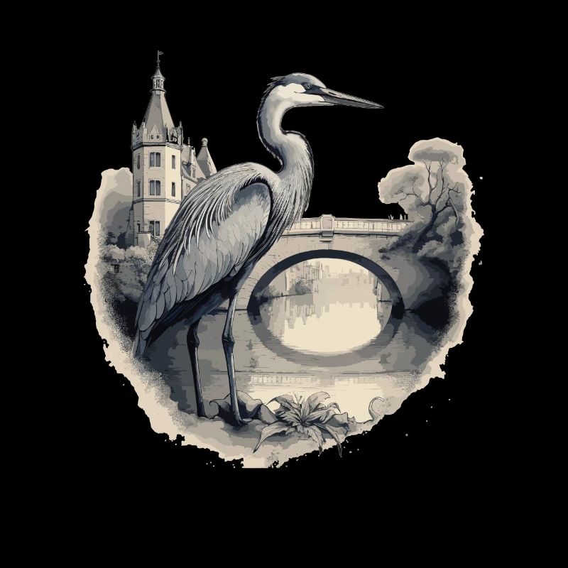 Majestic grey heron