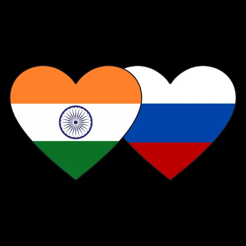 Inde Russie Flag Heart