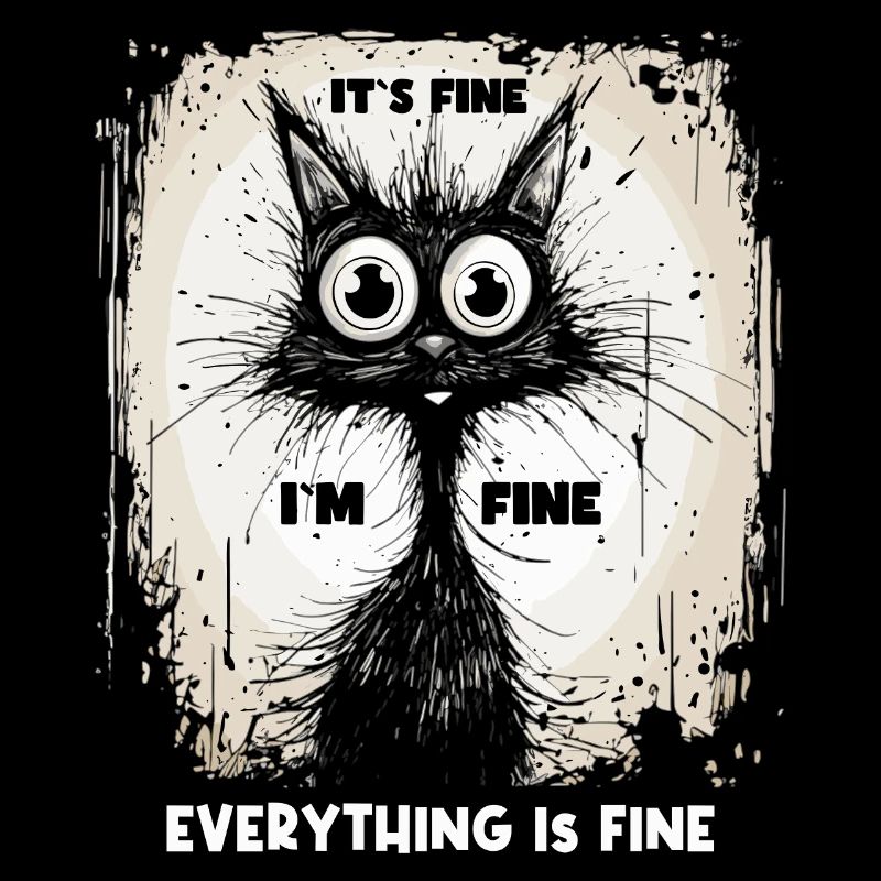 Katze Spruch It´s Fine I´m Fine Everything Is Fine