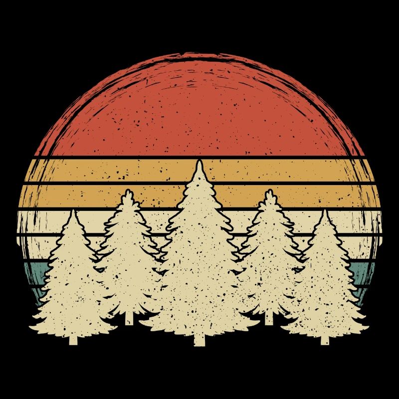 Vintage Forest Grunge Tree Retro Nature Sunset Trees