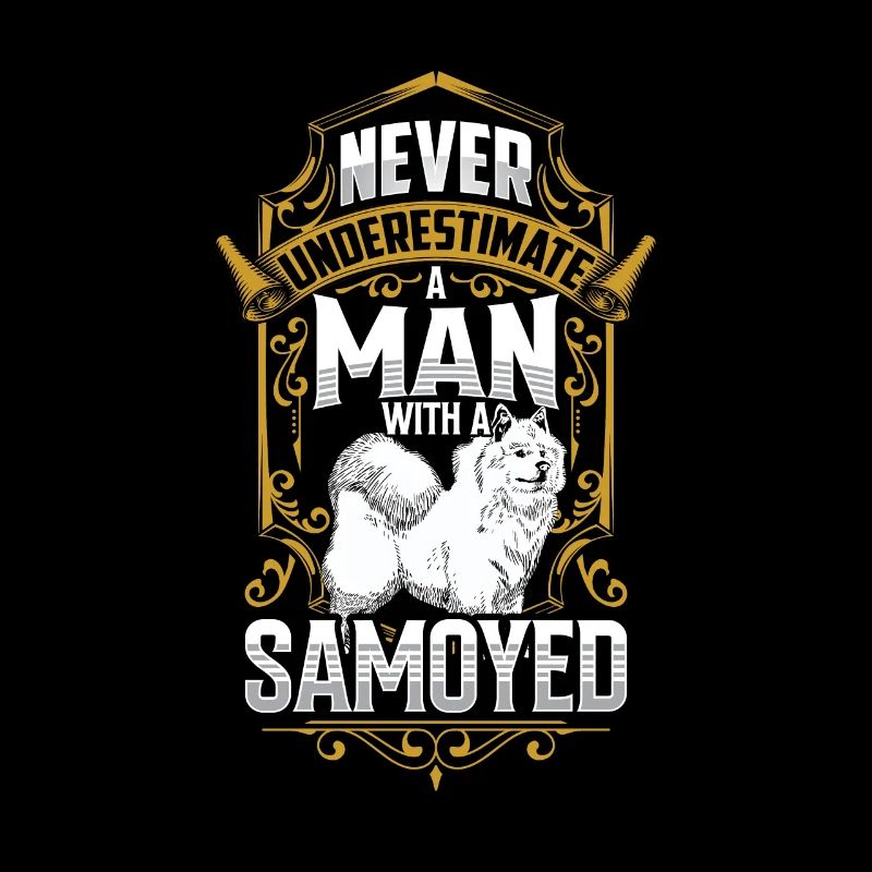 Man with Samoyed Samoyed Spitz