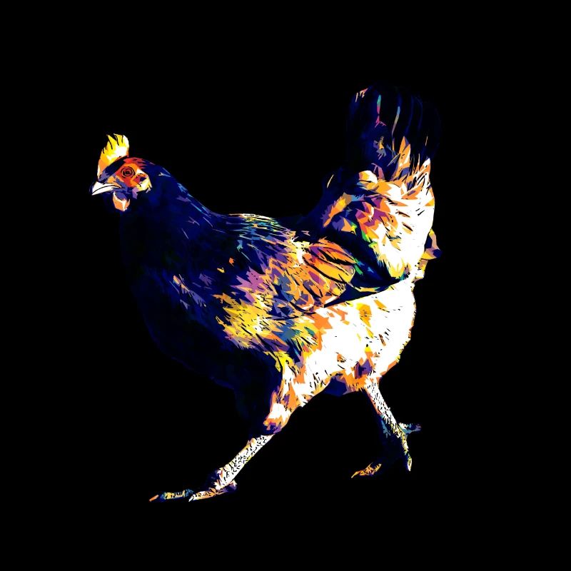 Poulet poule colorée