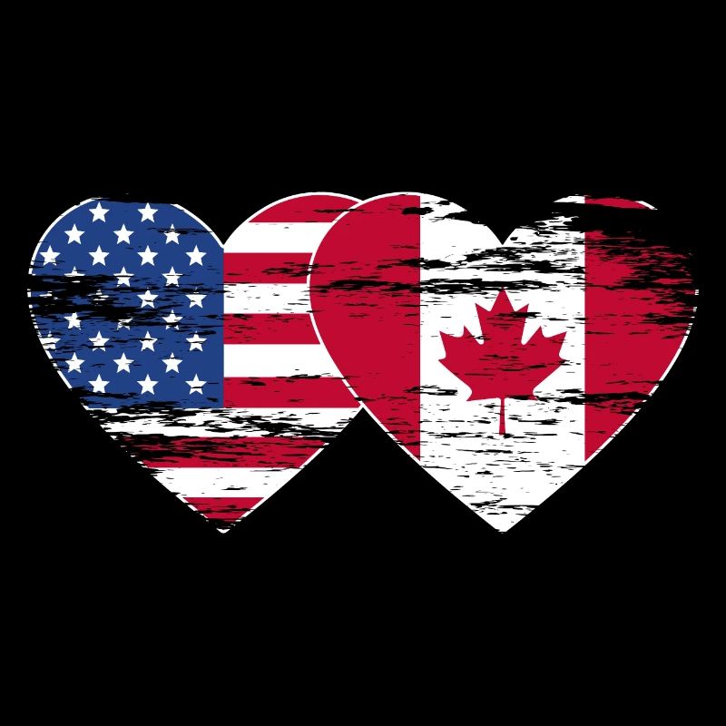 États-Unis, Canada, Drapeau Coeur Utilisé