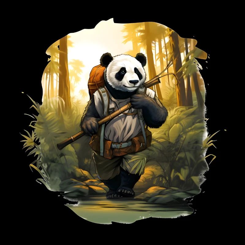 Panda Forest Bamboo Hiker Backpack Plants