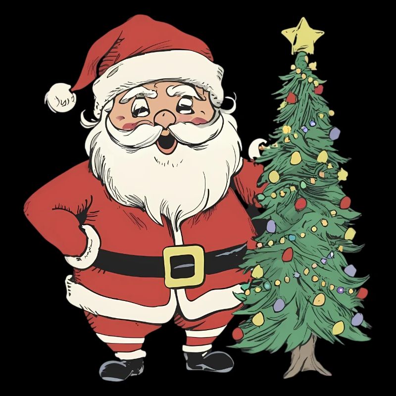 Santa with Christmas Tree: Festive Magic