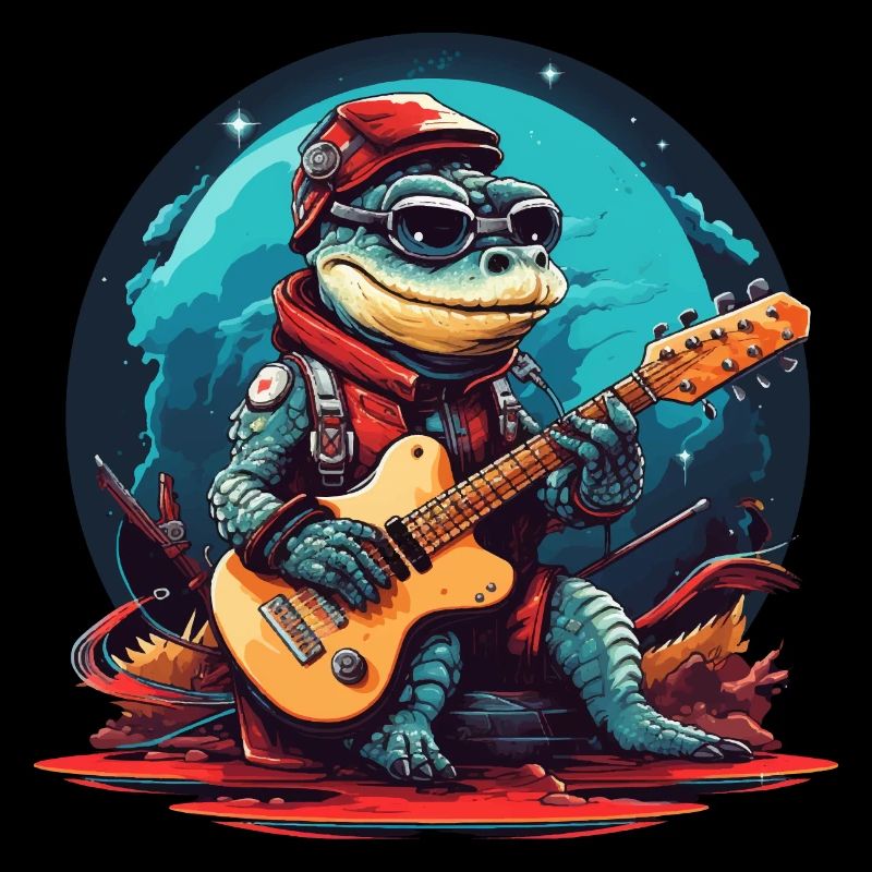 Crocodile à bascule avec guitare électrique pour petits et grands