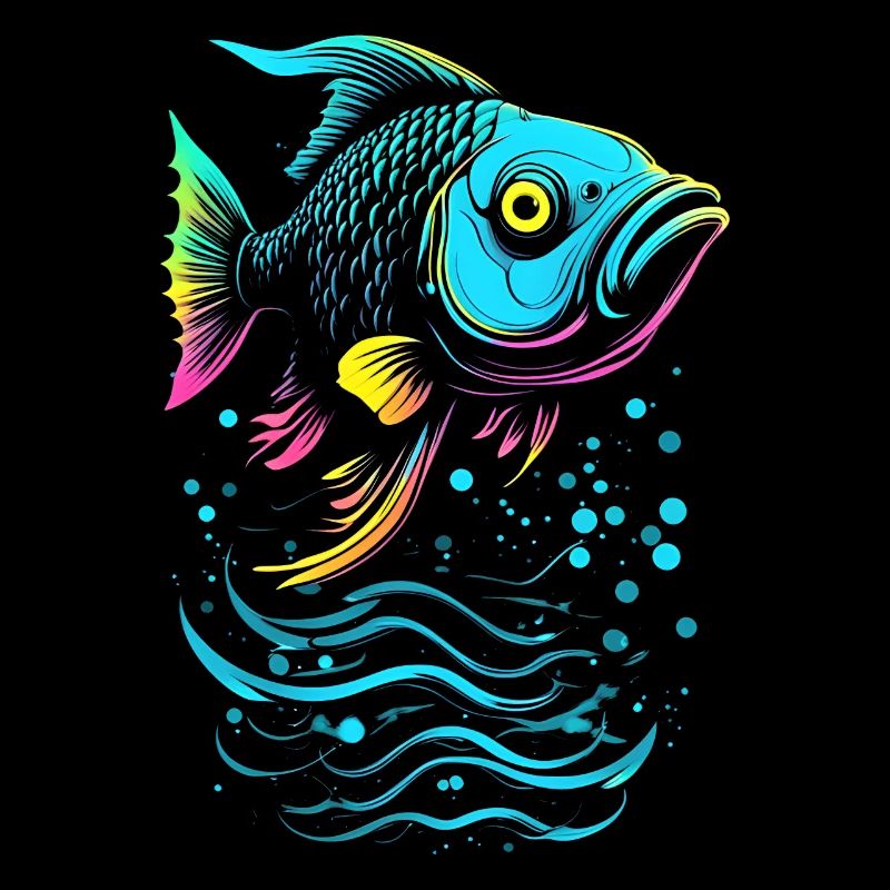 Fish Vector Art Neon Glow