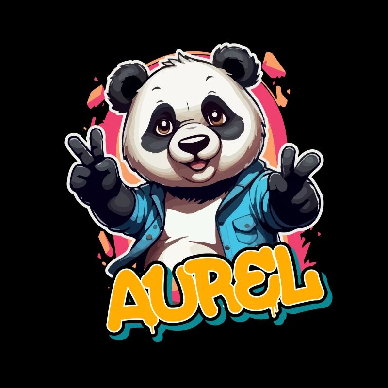 AUREL - Beau prénom de garçon avec un panda cool