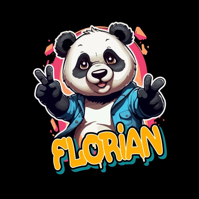 FLORIAN - Beau prénom de garçon avec panda cool