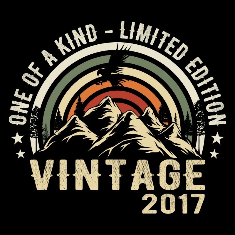 Né en 2017 Vintage 2017 Anniversaire Rétro 2017