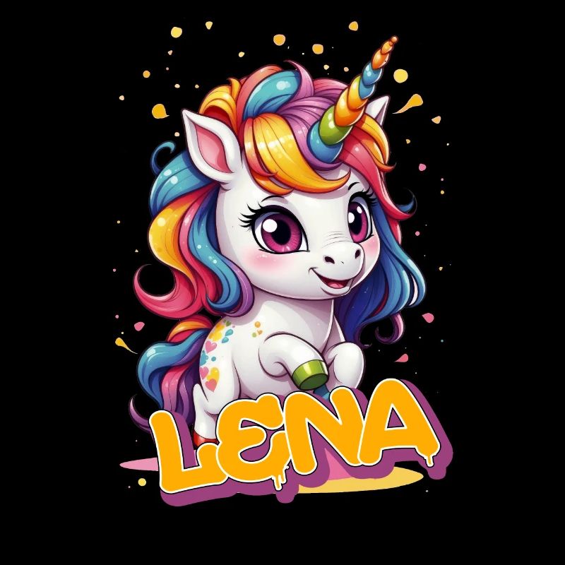 LENA - Schöner Mädchen Name mit süßem Einhorn