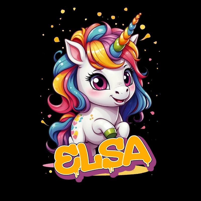 ELSA - Schöner Mädchen Name mit süßem Einhorn