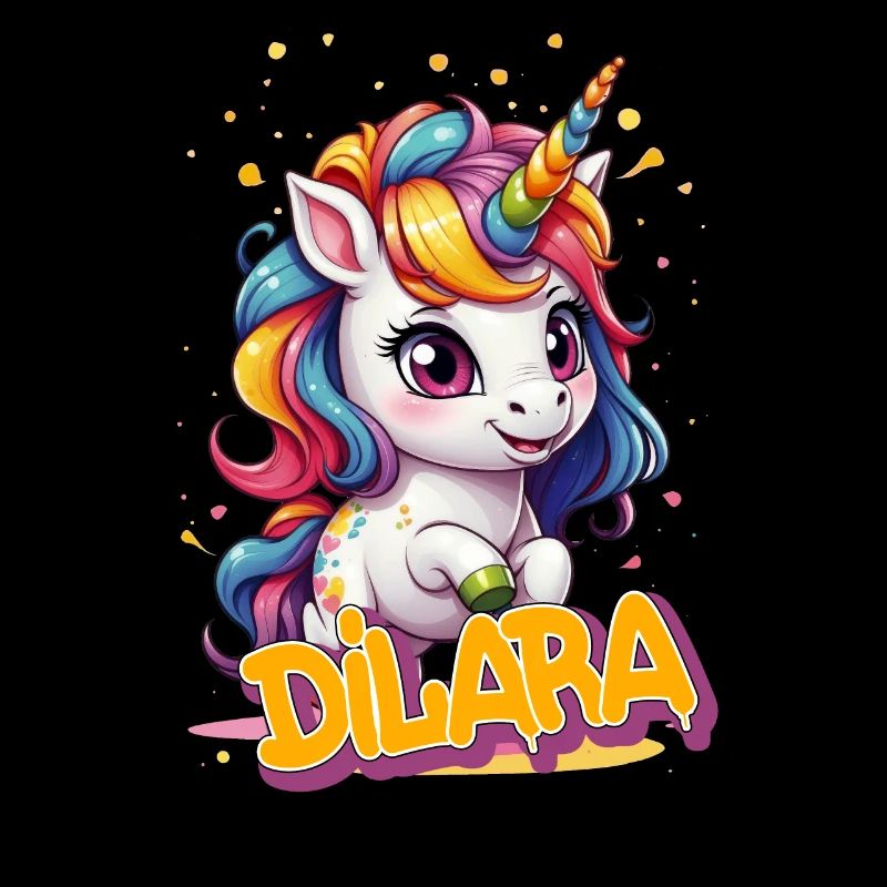 DILARA - Schöner Mädchen Name mit süßem Einhorn