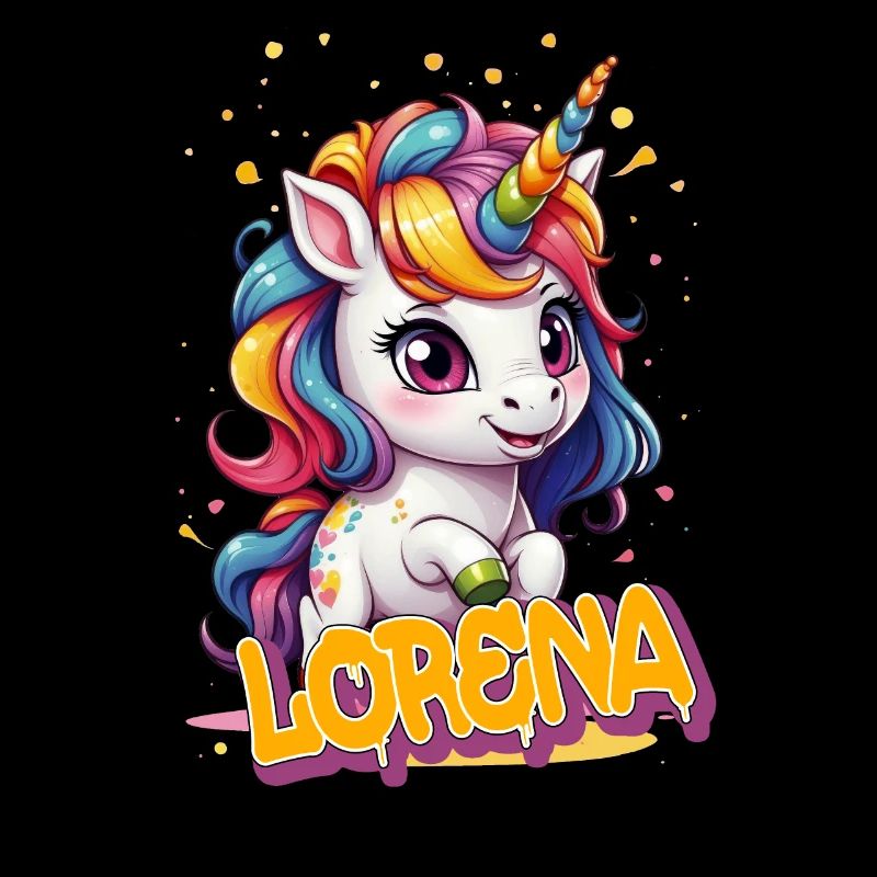 LORENA - Schöner Mädchen Name mit süßem Einhorn