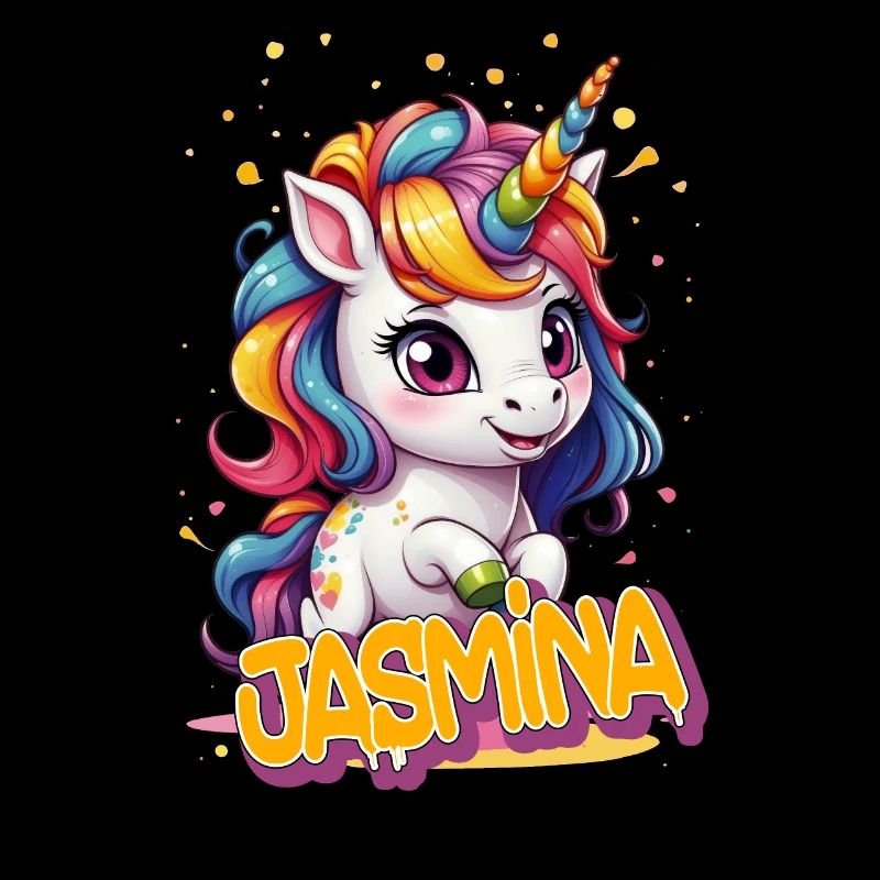 JASMINA - Schöner Mädchen Name mit süßem Einhorn