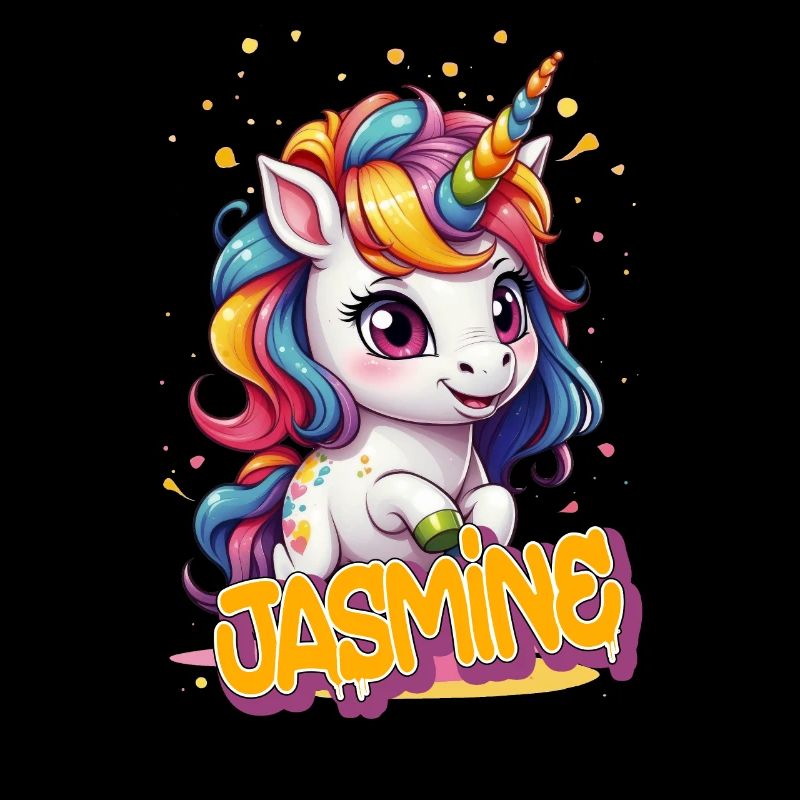 JASMINE - Schöner Mädchen Name mit süßem Einhorn
