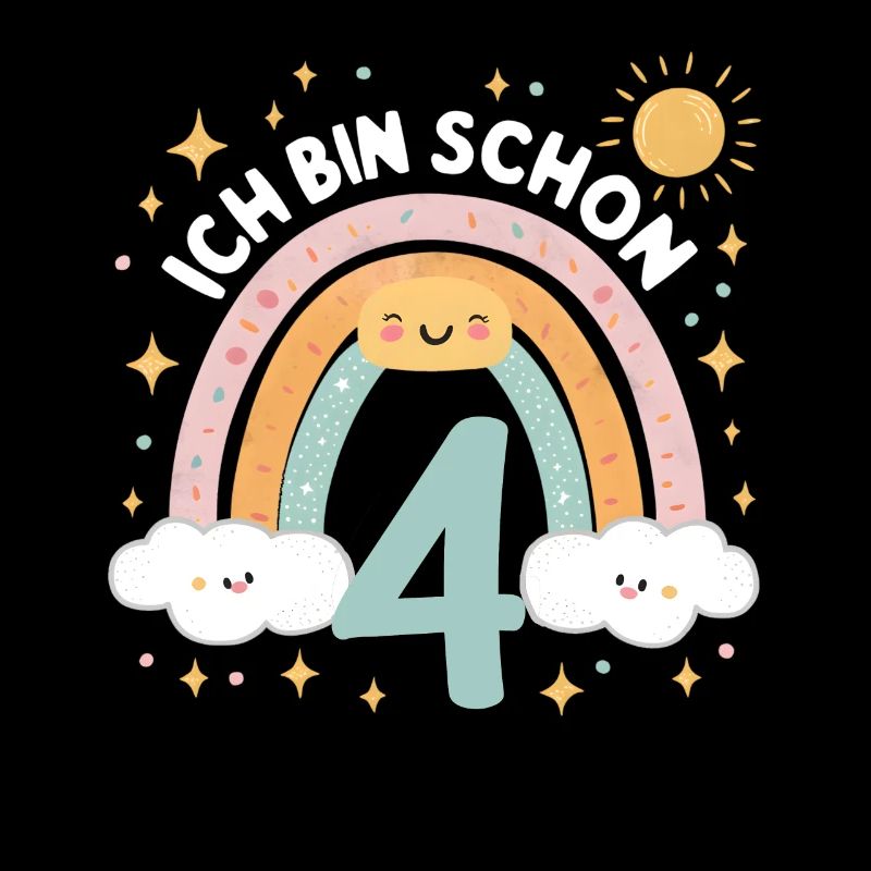 4. Geburtstag Geburtstagsshirt Regenbogen Wolke