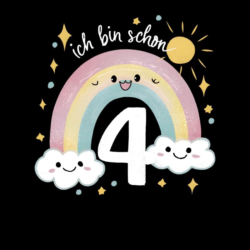 4. Geburtstag Geburtstagsshirt Regenbogen Wolke