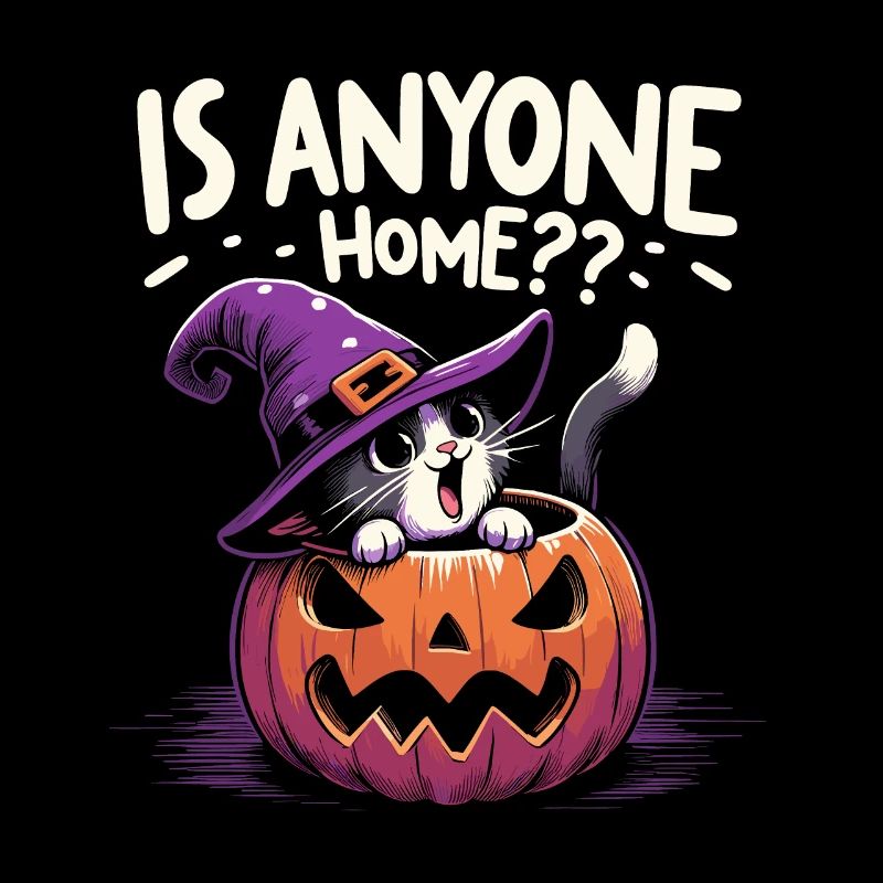 Halloween Chat Sorcière Chapeau Sorcière Grimace Mignon Fun