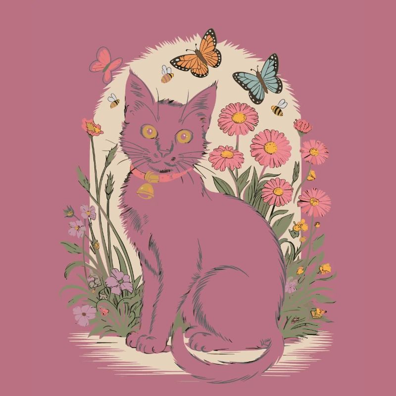 Cottagecore mit Schwarzer Katze und