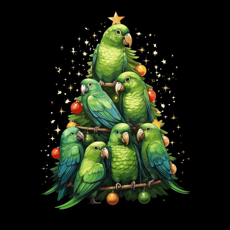Budgie Parakeet Christmas Tree