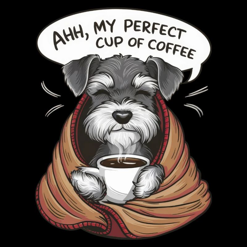 Schnauzer miniature avec couverture et tasse à café