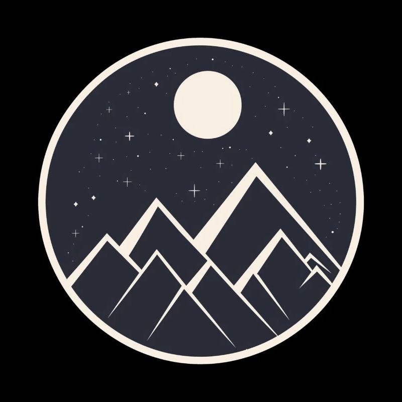logo de montagne dans la nuit étoilée
