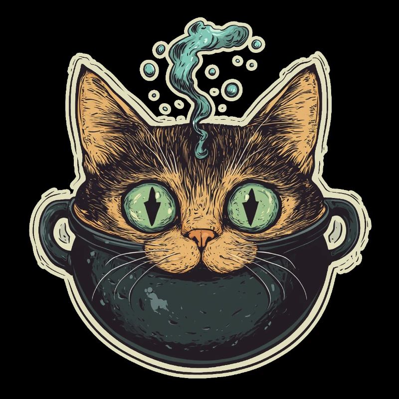 Chat Chaudron Chat Sorcière Halloween
