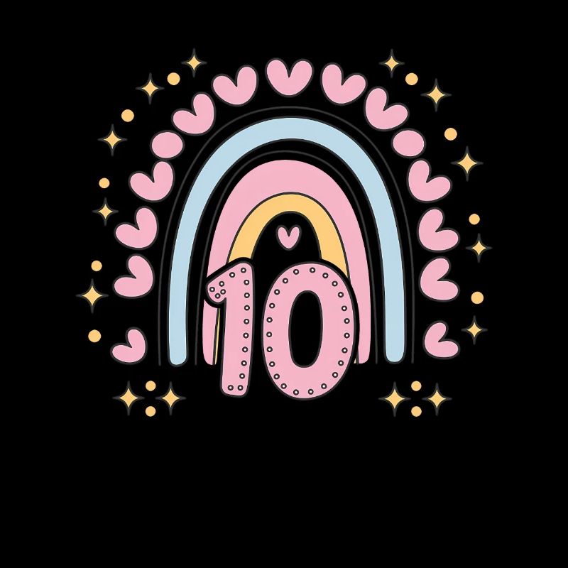 Süßes 10. Geburtstag Herz & Regenbogen Design
