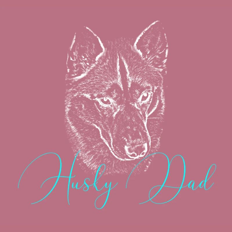 Husky Dad Silhouette Neon Script