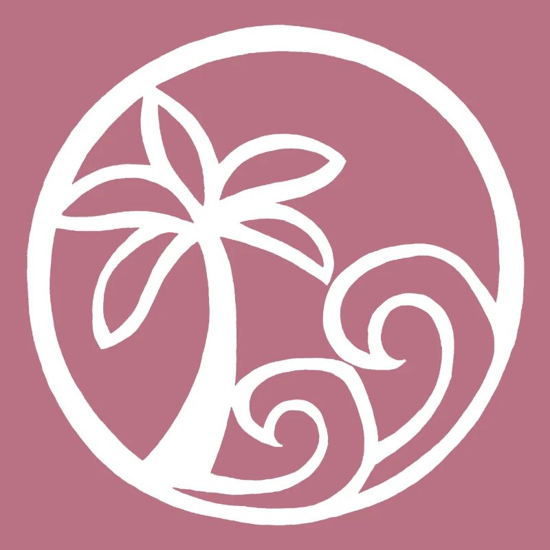 Waves and white palm tree