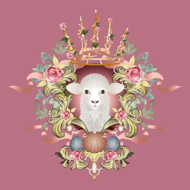 Un mouton dans un cadre somptueusement décoré avec une couronne