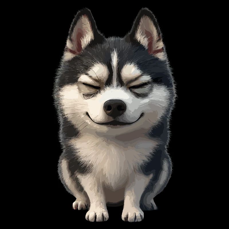 Cheerful Husky Laughing Face