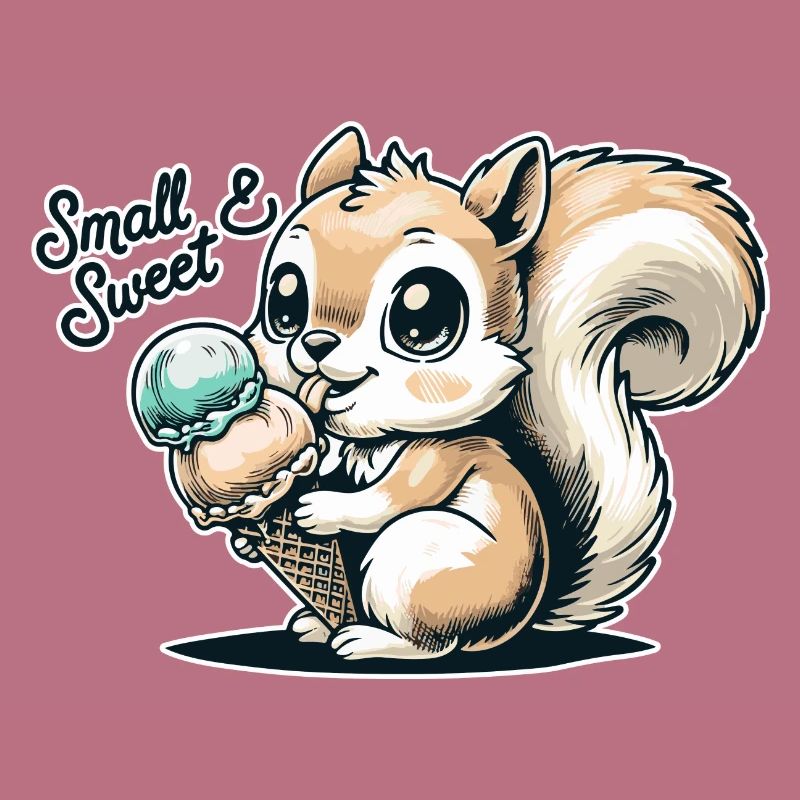 Écureuil de dessin animé mignon avec de la crème glacée