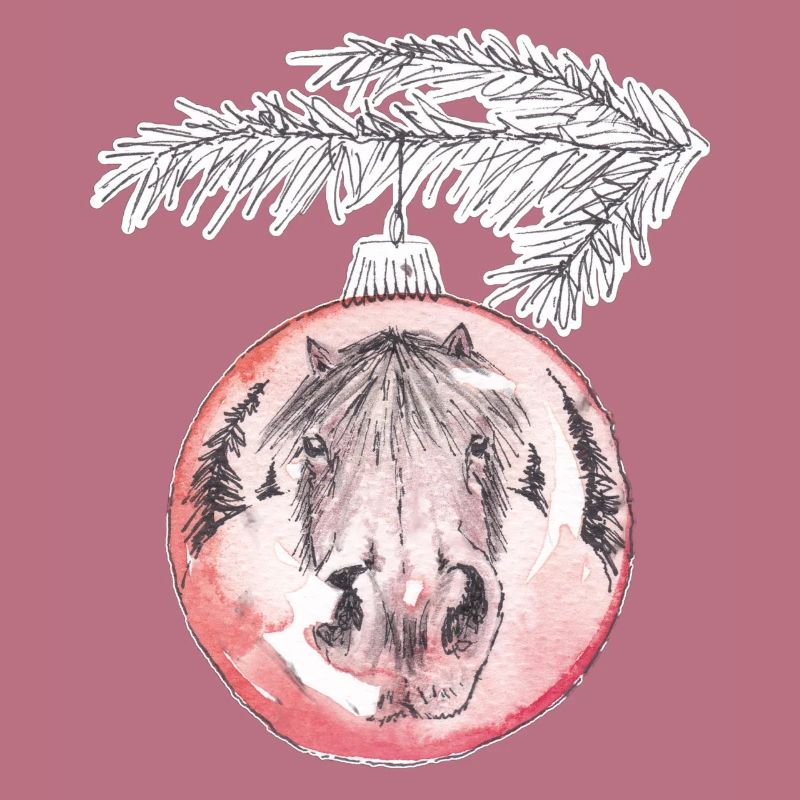 Weihnachtskugel Merry Christmas rot Pferd