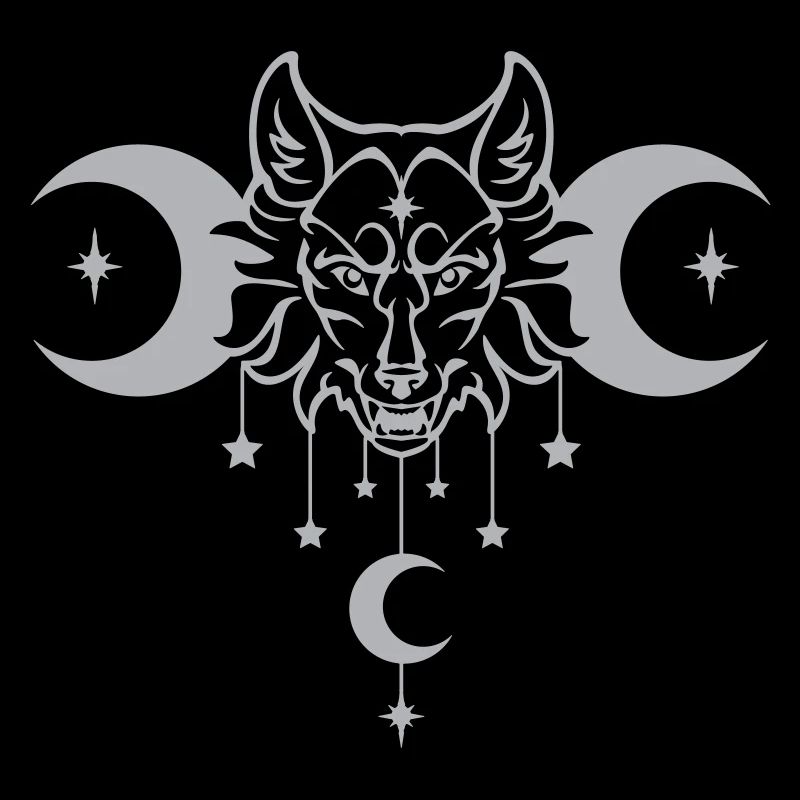 Wicca Moon Wolf - Anpassbare Farbe