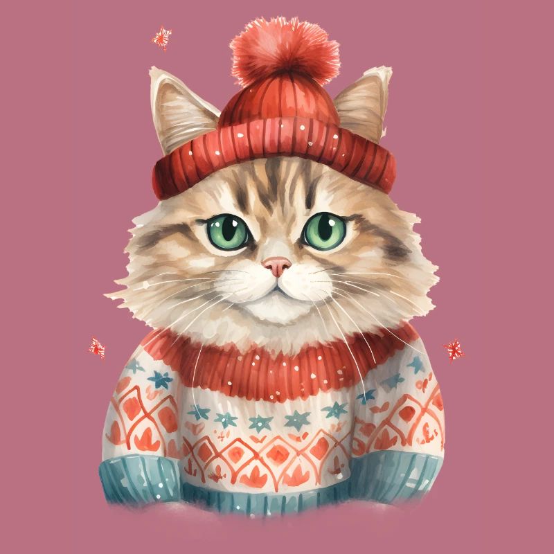 Winterkatze im Strickpullover