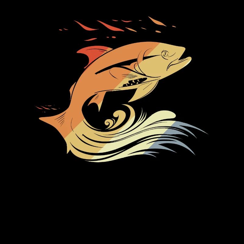 Dessin de poisson style rétro