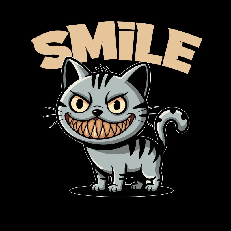 Smile Cat Grin Comic Style Smile