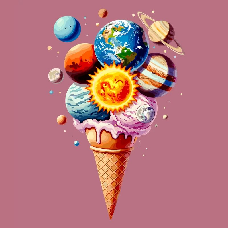Planeten Eiscreme Waffel Eis