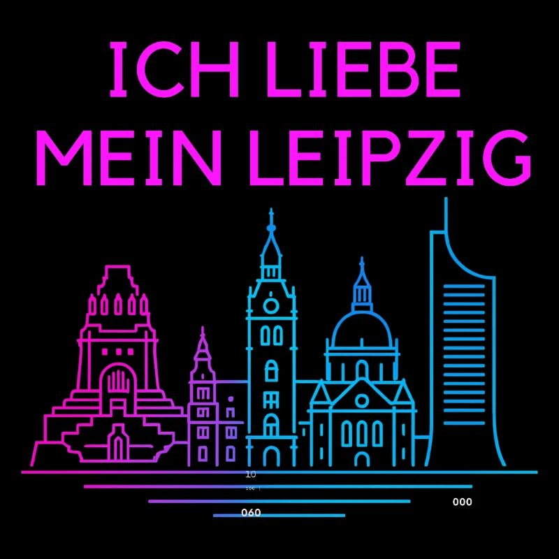 Ich liebe mein Leipzig Neon Skyline