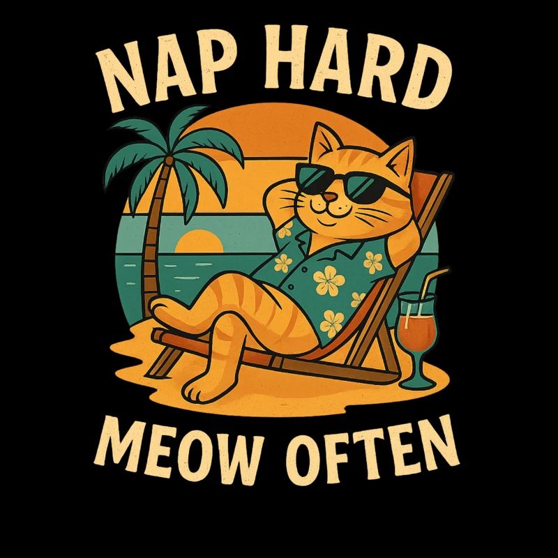 Chat fait une sieste de plage difficile souvent