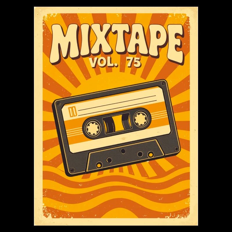 Retro-Mixtape-Illustration mit warmen Siebzigern