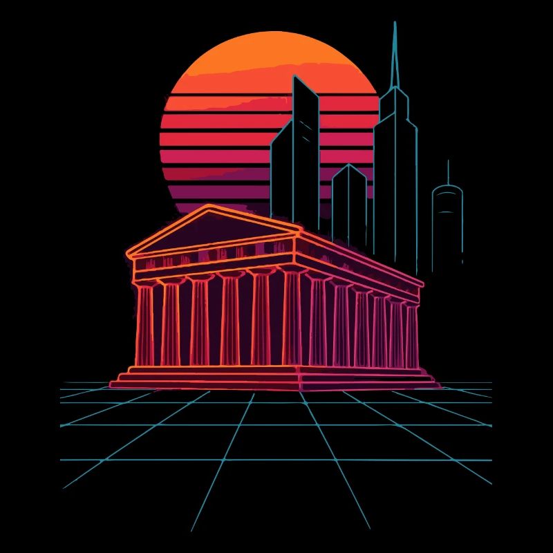 Neon Skyline Meets Ancient Columns - Athens