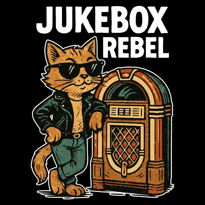 Rockabilly Jukebox Cool Cat Rebel Retro Gift