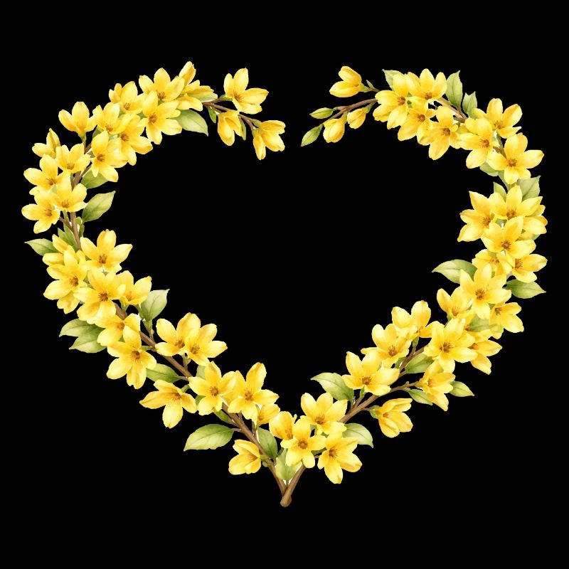 Spring Motif Forsythia Heart Frame