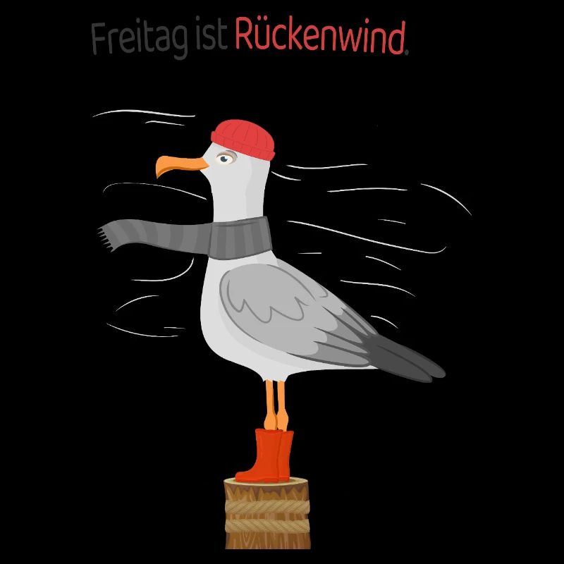 Freitag Rückenwind Möwe Minimalistischer Spruch