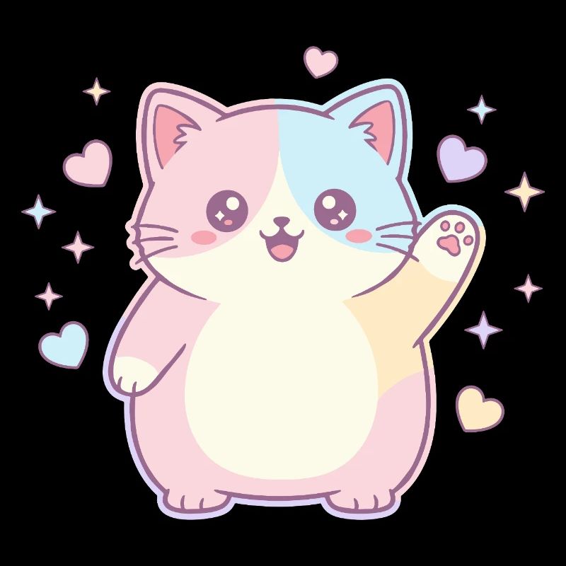 Pastel Kitten Heart Joy